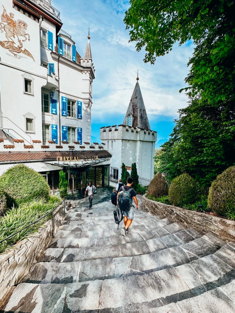 The entrance to Chateau Hotel