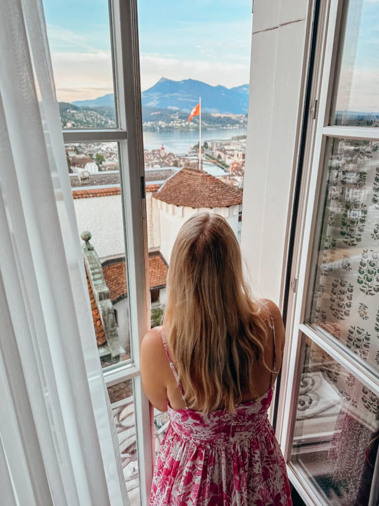 Looking out the window of the superior lake view room at Chateau Hotel