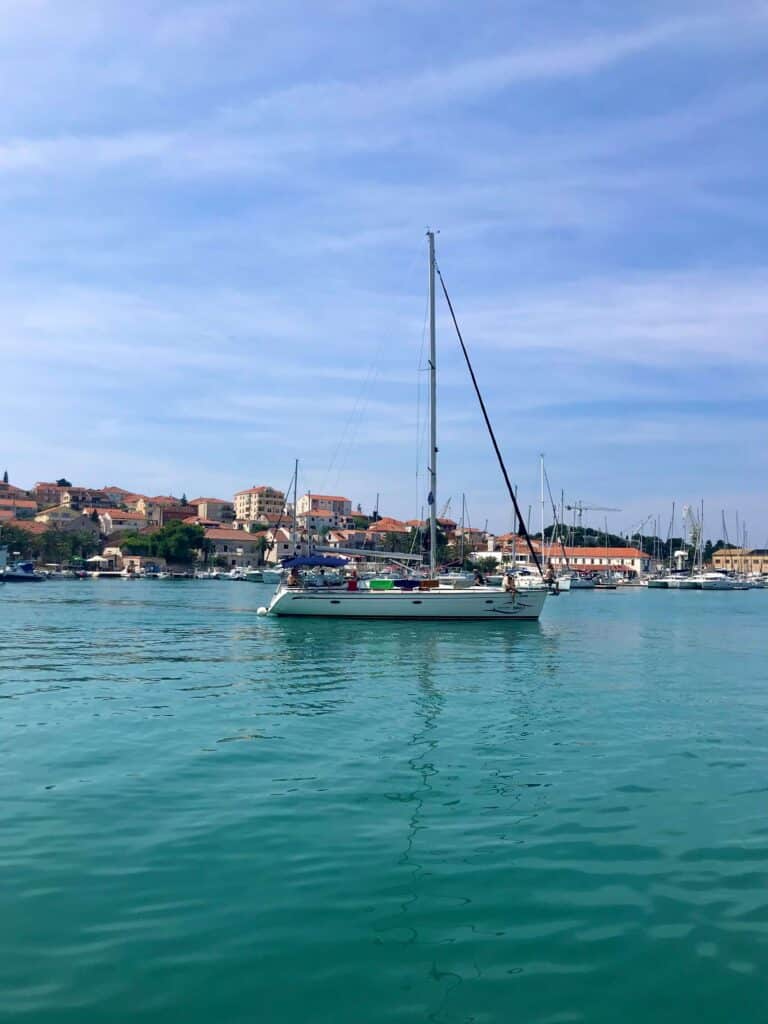 A sailboat in the Trogir harbor