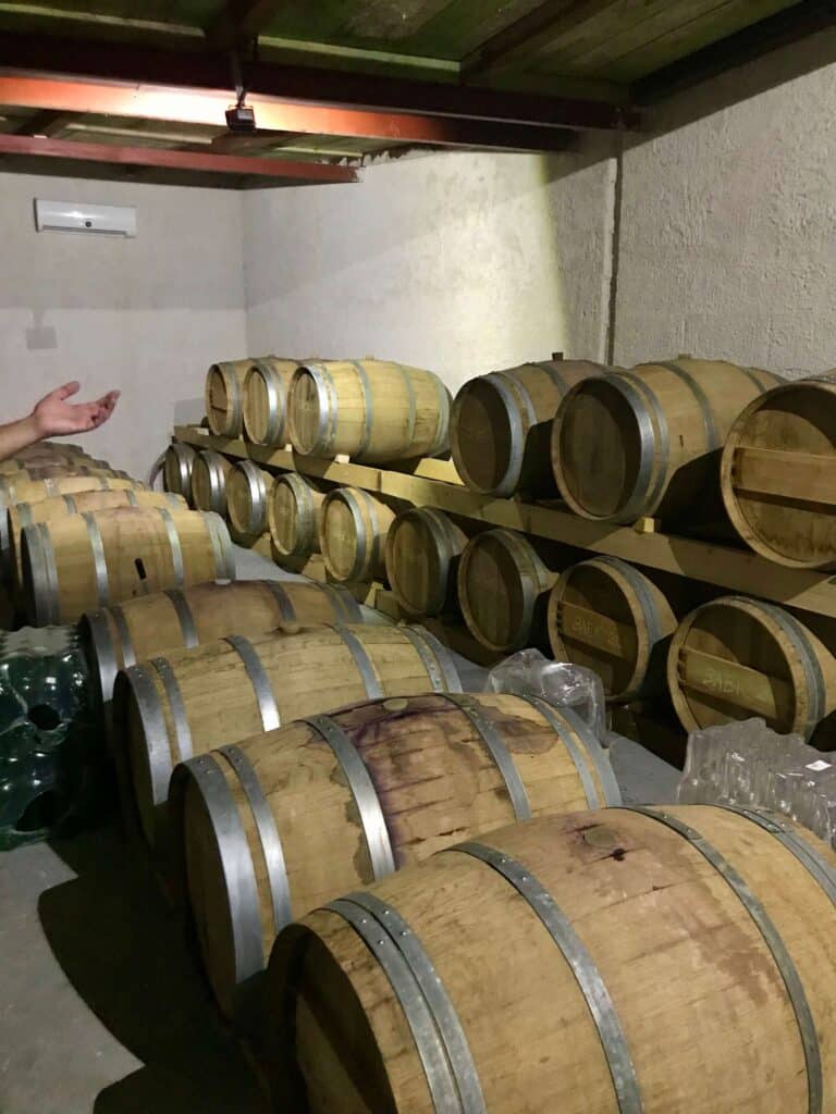 The barrel cellar at Winery Rak