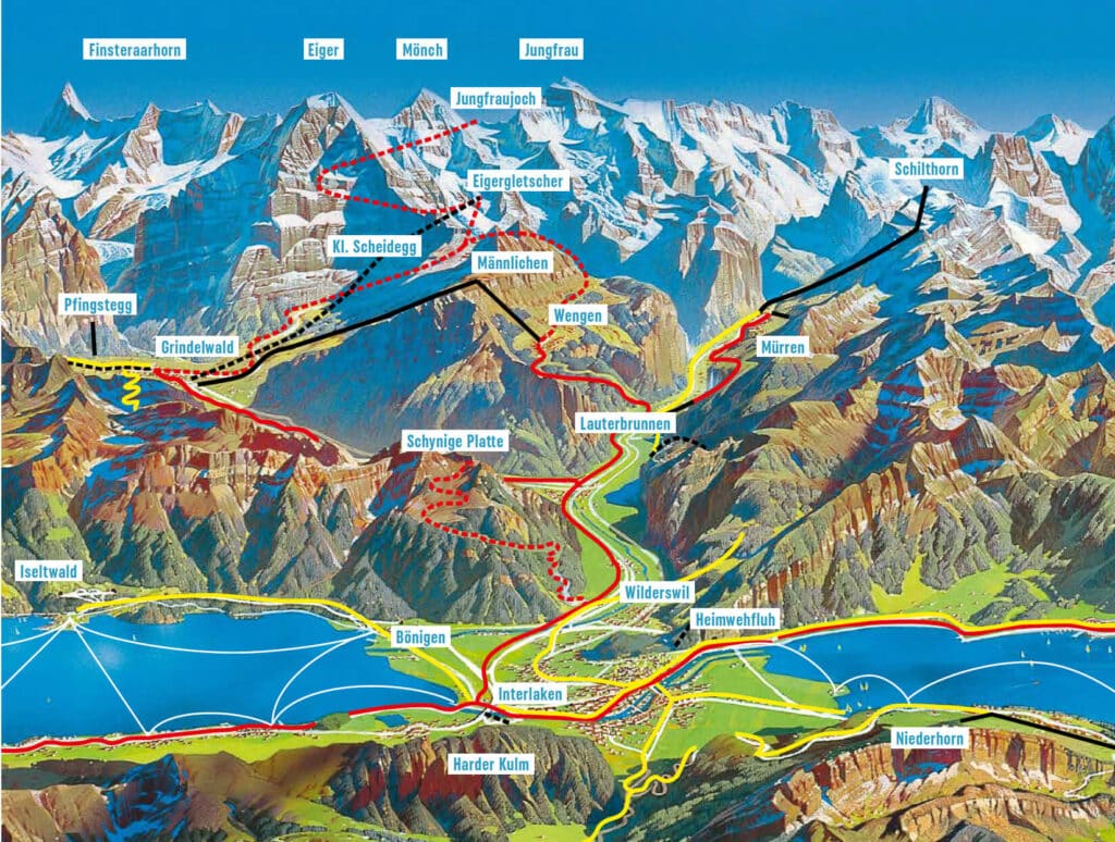 Map of villages in the Bernese Oberland