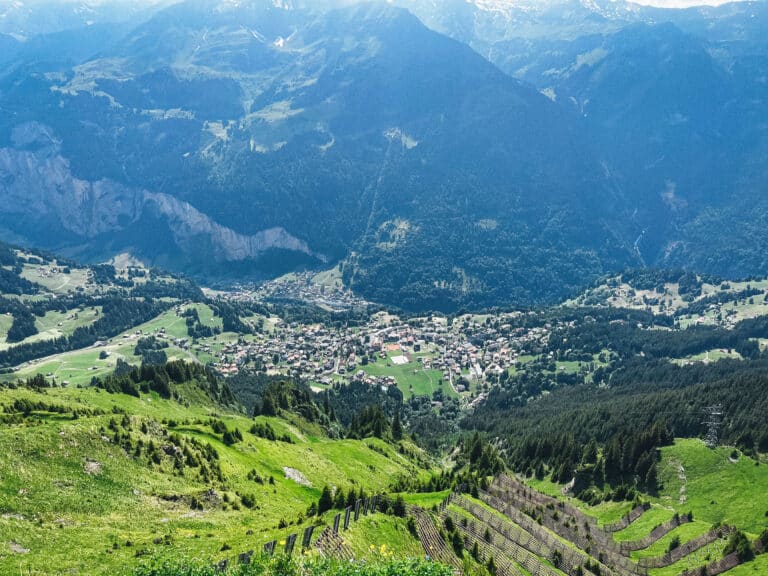 Looking down on the town of Grindelwald