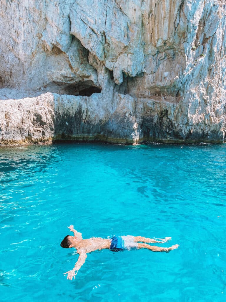 It feels easier to float on your back in the Mediterranean Sea
