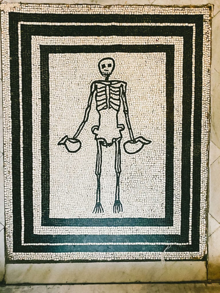 A skeleton mosaic at Villa San Michele
