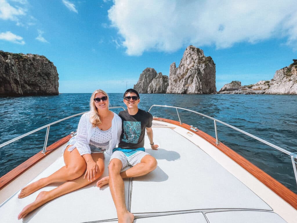 Many of the boat charters drive through the Faraglioni on Capri