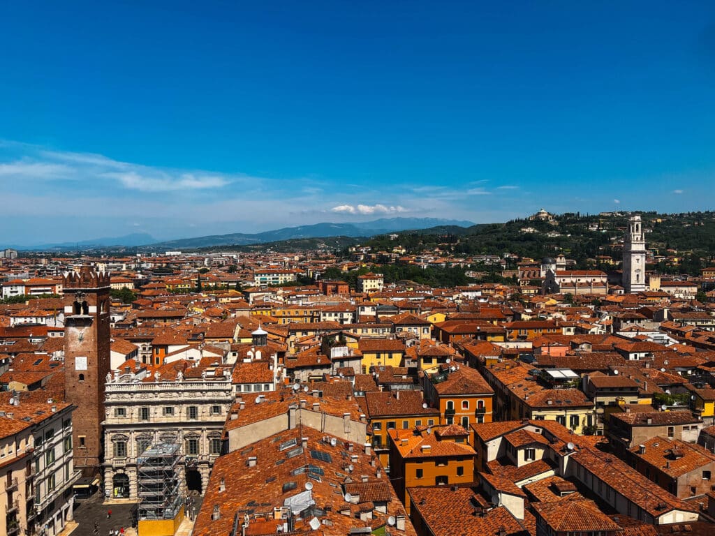The view of the city of Verona from the Torre dei Lamberti