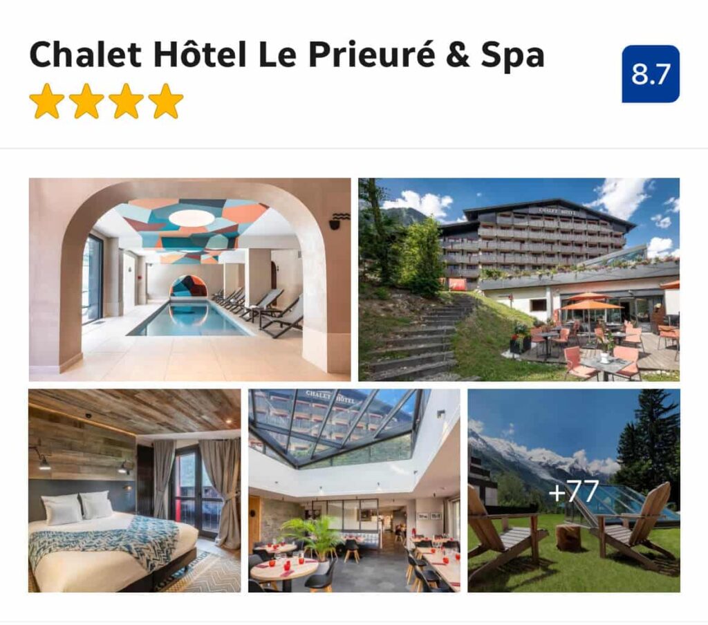 Chalet Hôtel Le Prieuré & Spa – Recently renovated chalet‑style property with a hammam, outdoor sauna, and pool; praised for spacious spa and hearty breakfast