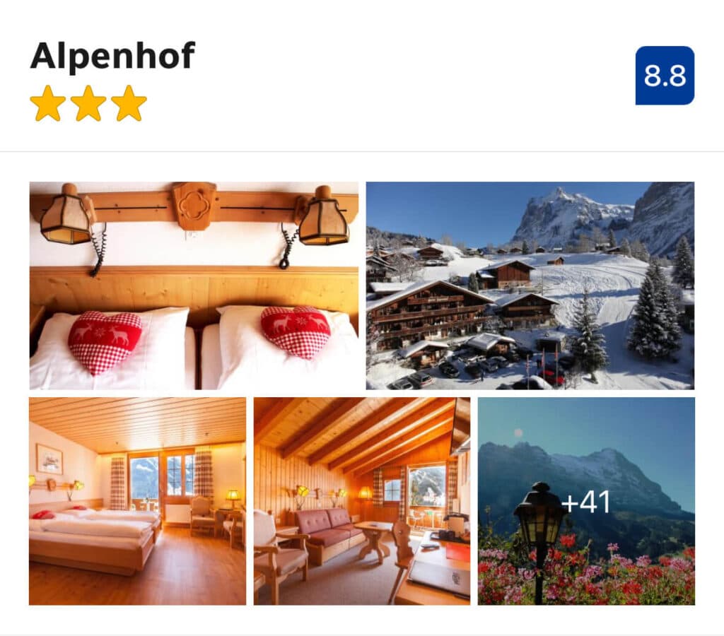 Hotel Alpenhof – (Mid-Range $$)

A classic chalet-style hotel with friendly staff and mountain views, Hotel Alpenhof is tucked away on a quiet side street but still walkable to the center. Rooms are cozy, and breakfast on the terrace is a highlight in good weather.