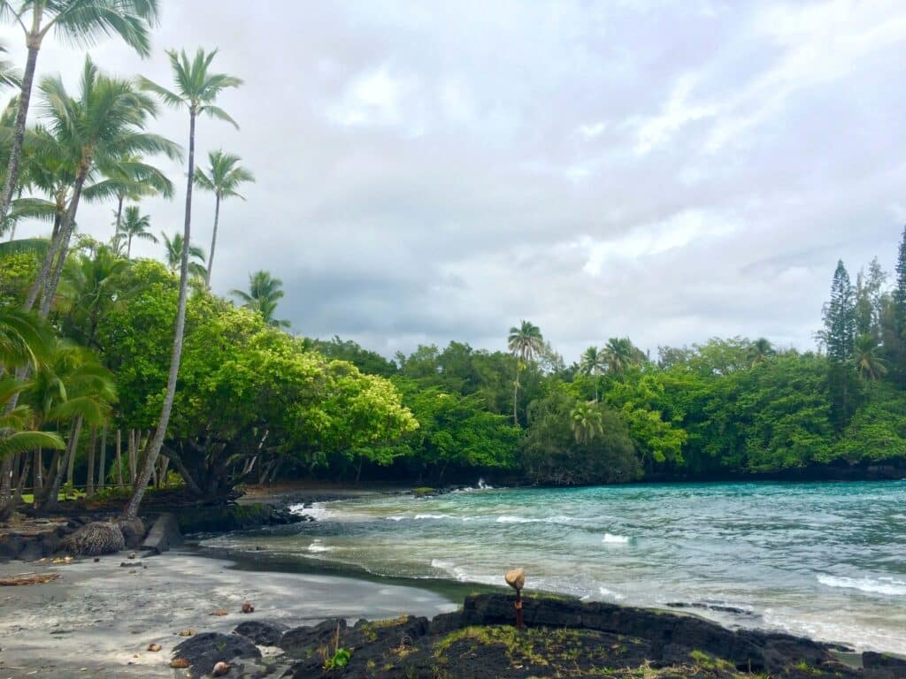 A stormy sky over the puna coastline on the big island