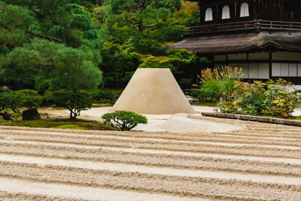 Kogetsudai is a sand cone mound in the sand garden of Ginkakuji.