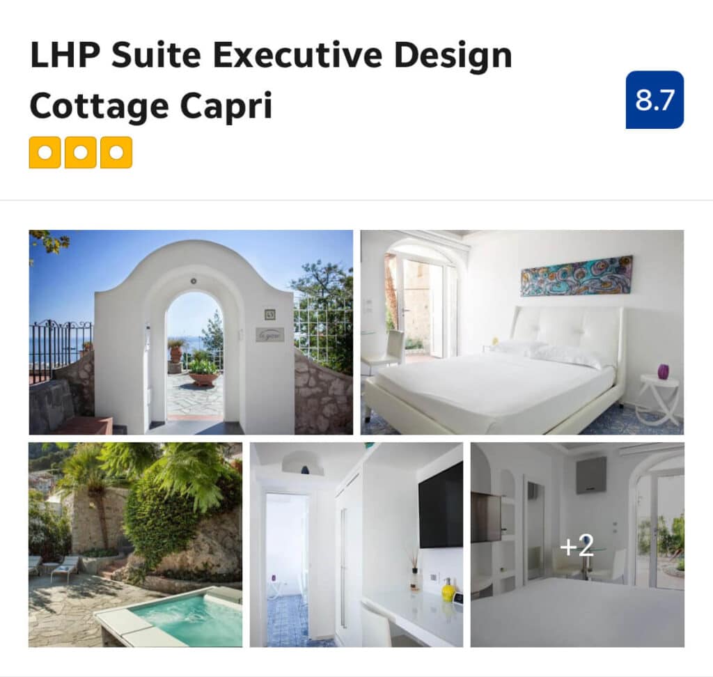 Whitewashed arched entrance and minimalist suite at LHP Suite Cottage, Capri