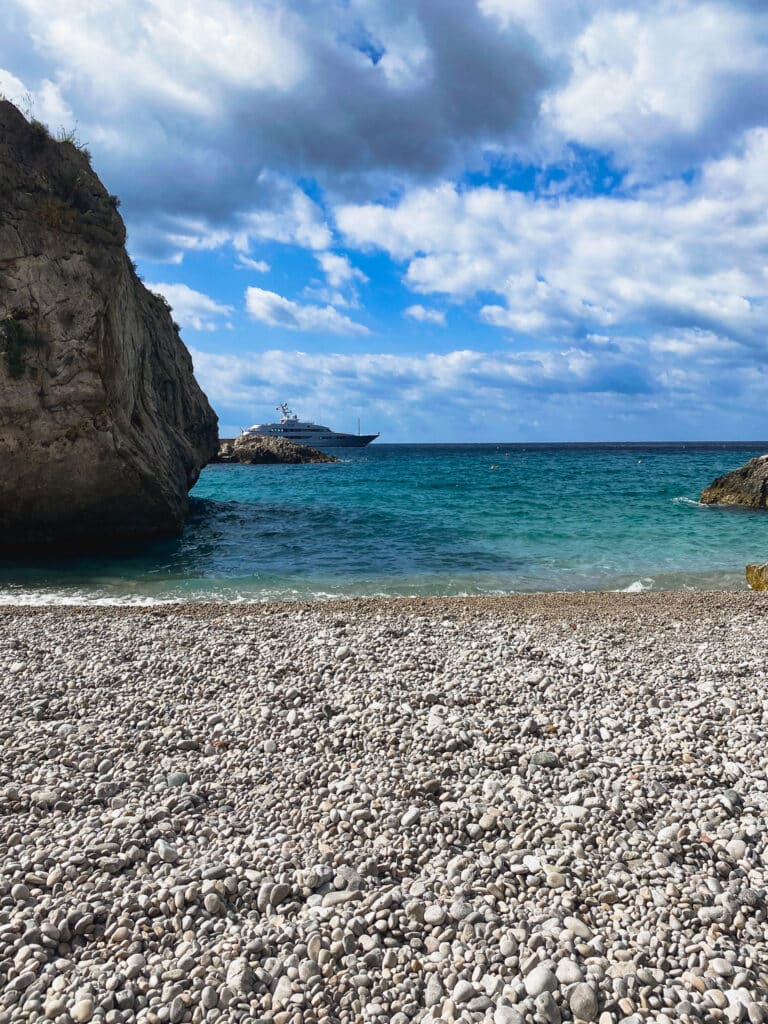 The pebbled beach at Marina Piccola on Capri