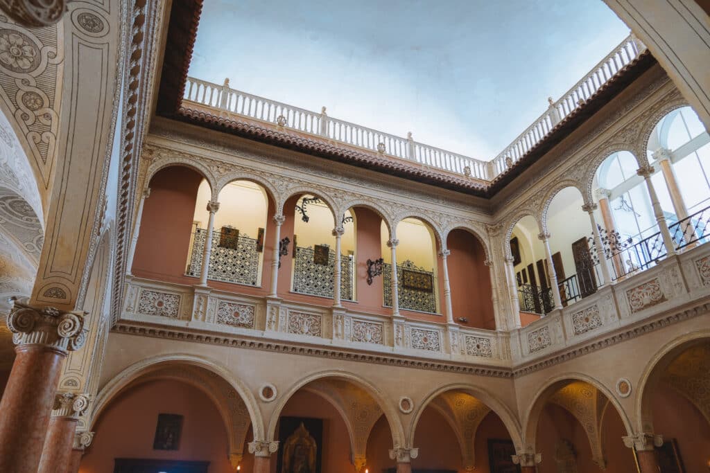 The central atrium in the Villa Ephrussi with decorative columns