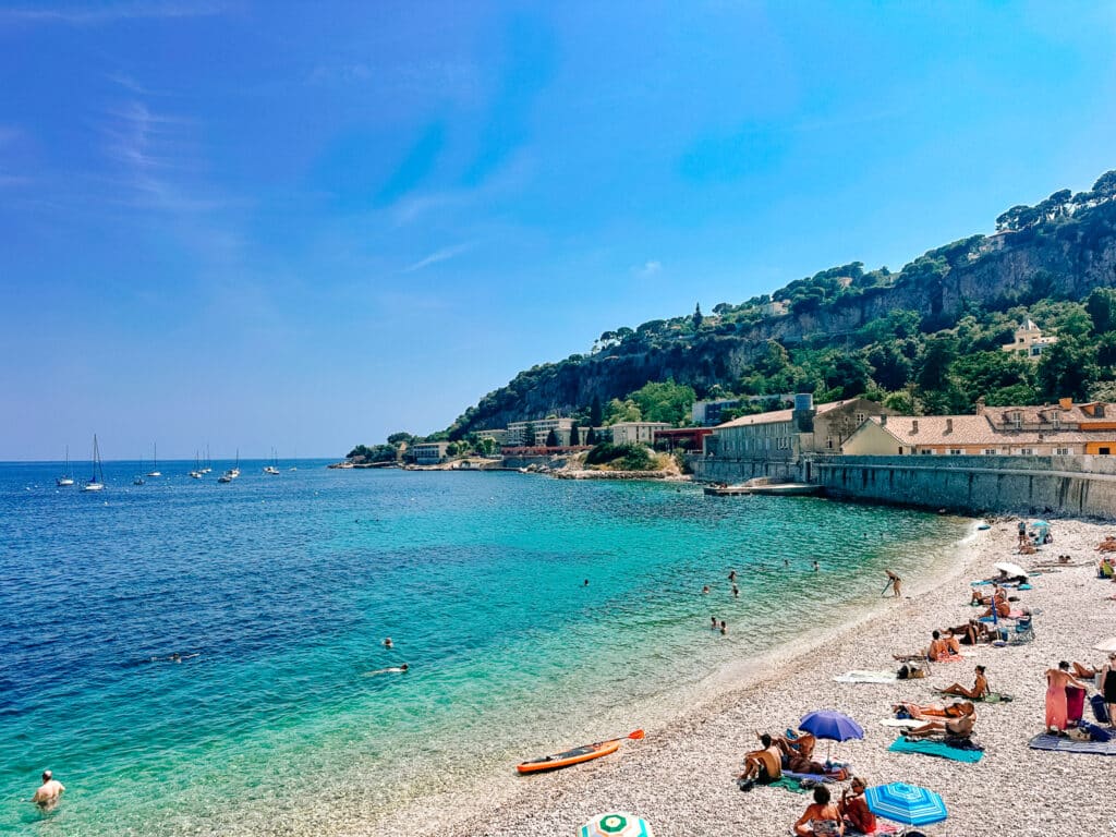 Turquoise water and the fine white pebble beaches in Villefranche-sur-Mer