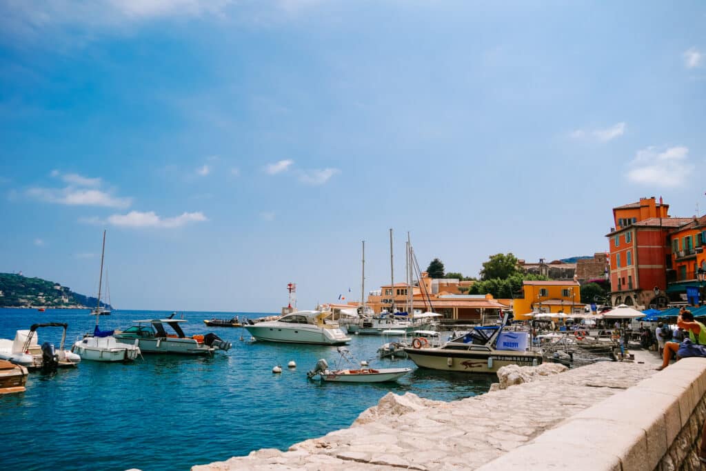 Boats bobbing in the harbor in Villefranche-sur-Mer